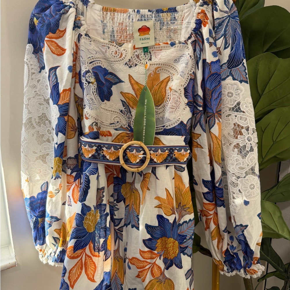 FARM Rio Floral Blouse in Blue and Orange - Picture 4 of 10